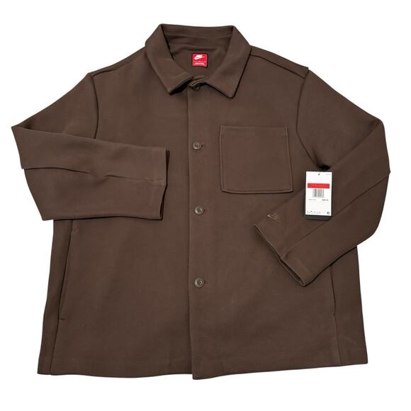 Nike Tech Fleece Shacket Oversized Fit Brown Jacket FZ7566-237 Men's Size Large - Picture 1 of 11
